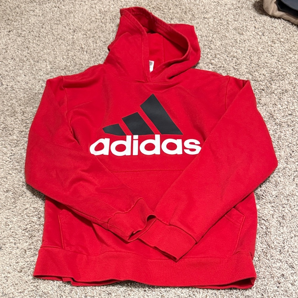 adidas Red Crewneck Hoodie with Black and White Logo